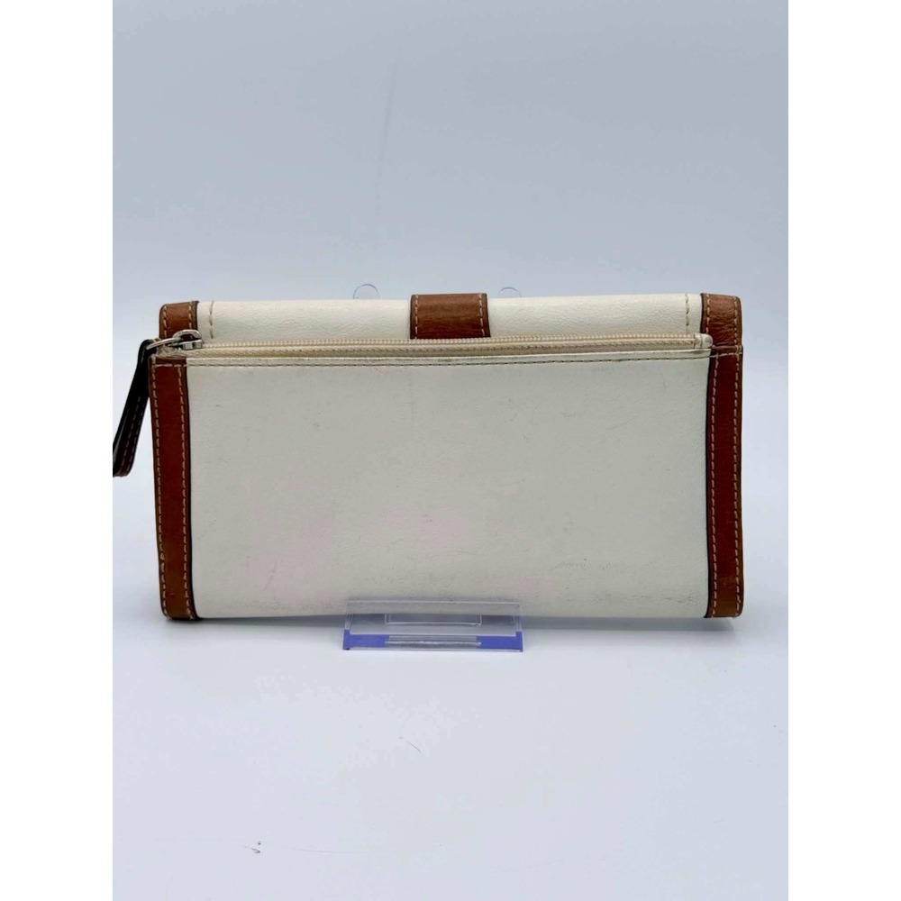 Coach Soho Leather Slim Envelope Wallet Ivory Brown Buckle Detail Vintage - Picture 2 of 8